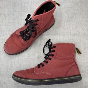 Dr Martens Shoreditch Canvas Boots Red High Top Sneaker Lace Up Women's Size 9